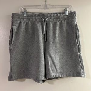 Aritzia TNA COZY FLEECE BOYFRIEND 5" SWEATSHORT in heather dover grey Size L